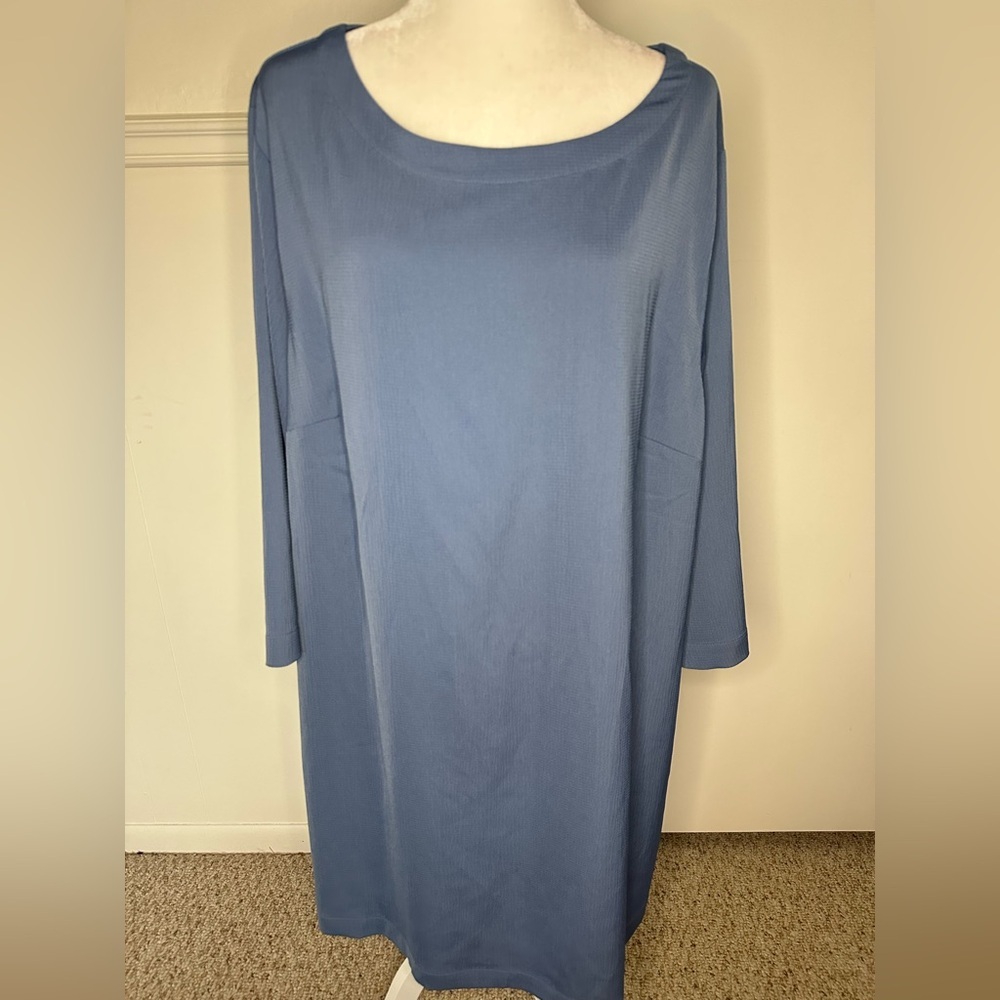 J. Jill Dusty Blue Knit Boatneck Tunic Dress
